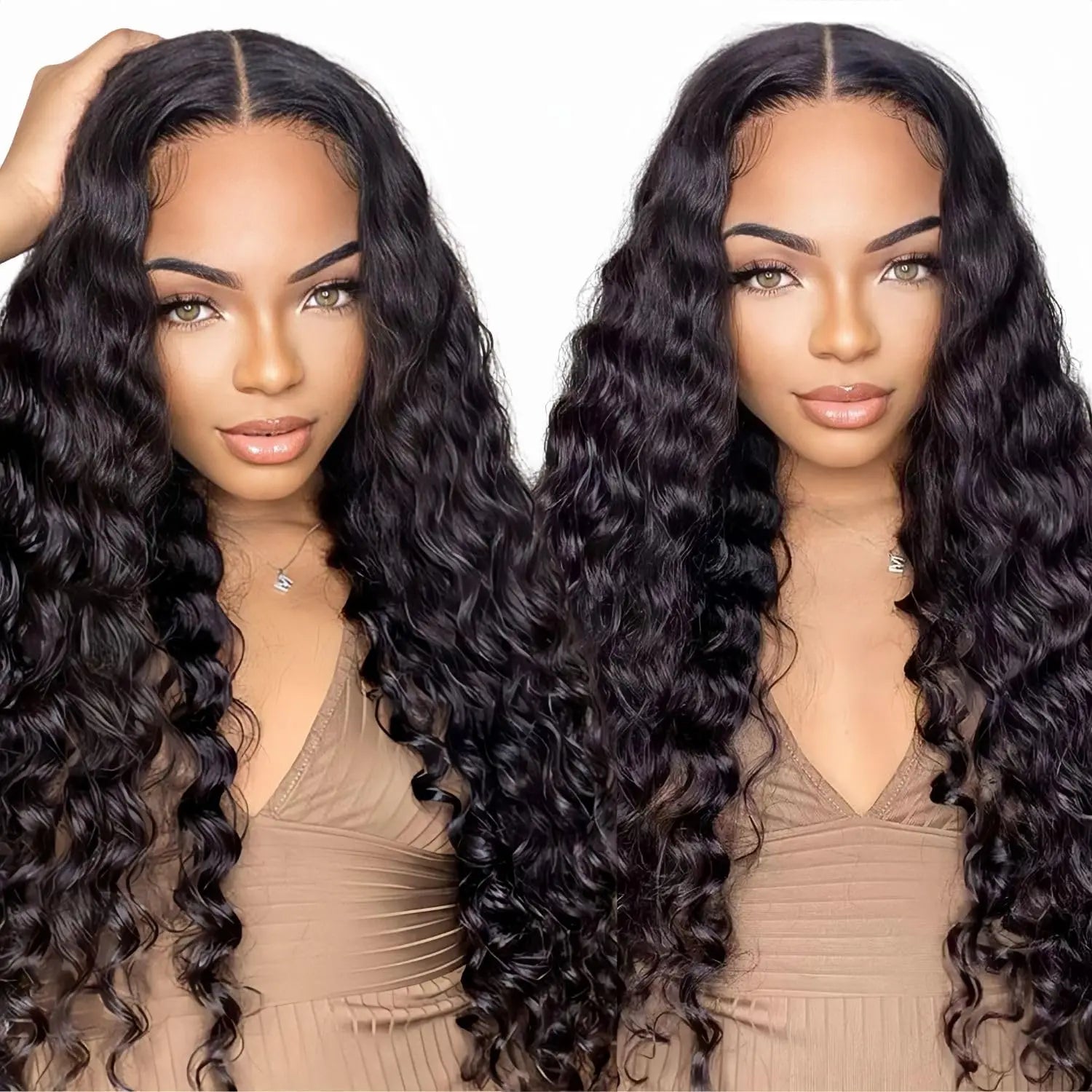 Wear and Go Glueless Wigs Human Hair Deep Wave Lace Front Wigs 4X4 HD Lace Closure Wigs Human Hair No Glue Ready to Wear Wig