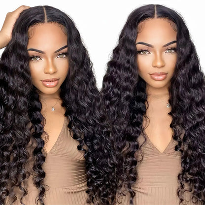 Wear and Go Glueless Wigs Human Hair Deep Wave Lace Front Wigs 4X4 HD Lace Closure Wigs Human Hair No Glue Ready to Wear Wig