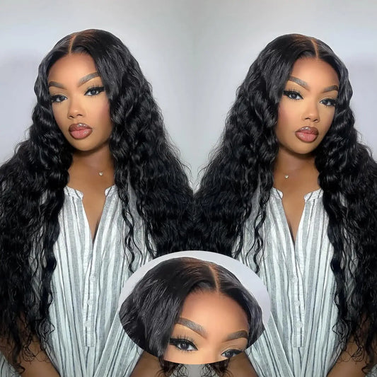 Wear and Go Glueless Wigs Human Hair Deep Wave Lace Front Wigs 4X4 HD Lace Closure Wigs Human Hair No Glue Ready to Wear Wig