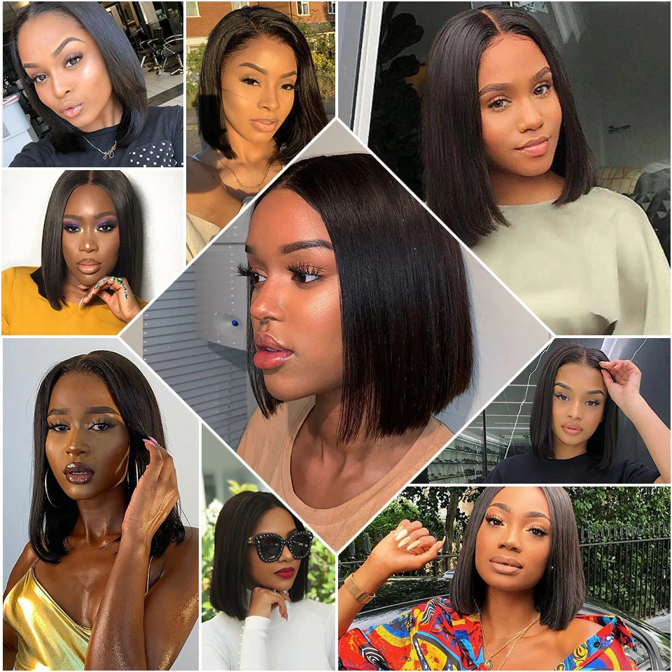 Perruque Carré Lisse Lace Front – Cheveux Humains 100 %